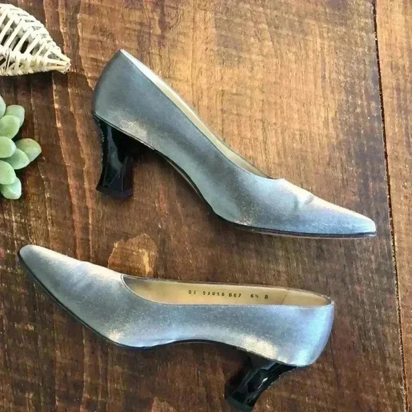 Salvatore Ferragamo | Satin Pewter Heels - Picture 3 of 7